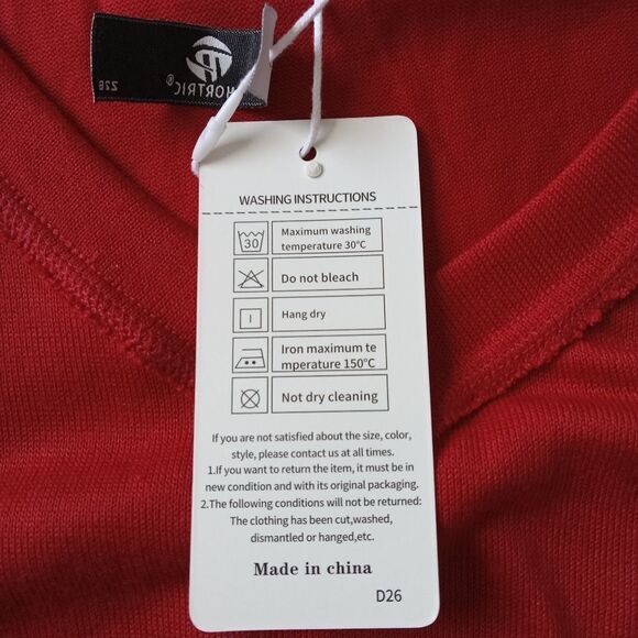 Amazon Brand Phortric Red Casual VNeck Pleated Bishop Long Sleeve Shirt Medium - Picture 7 of 12